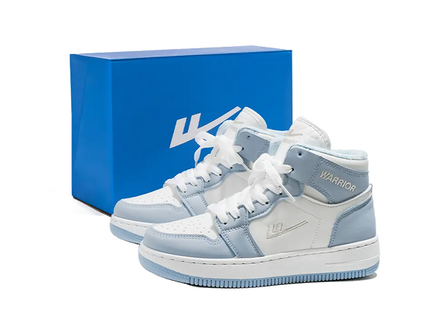 Warrior High-Top Skateboard Shoes Unisex White Blue 