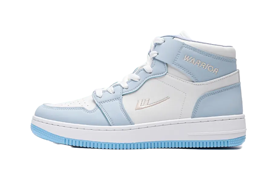 Warrior High-Top Skateboard Shoes Unisex White Blue 