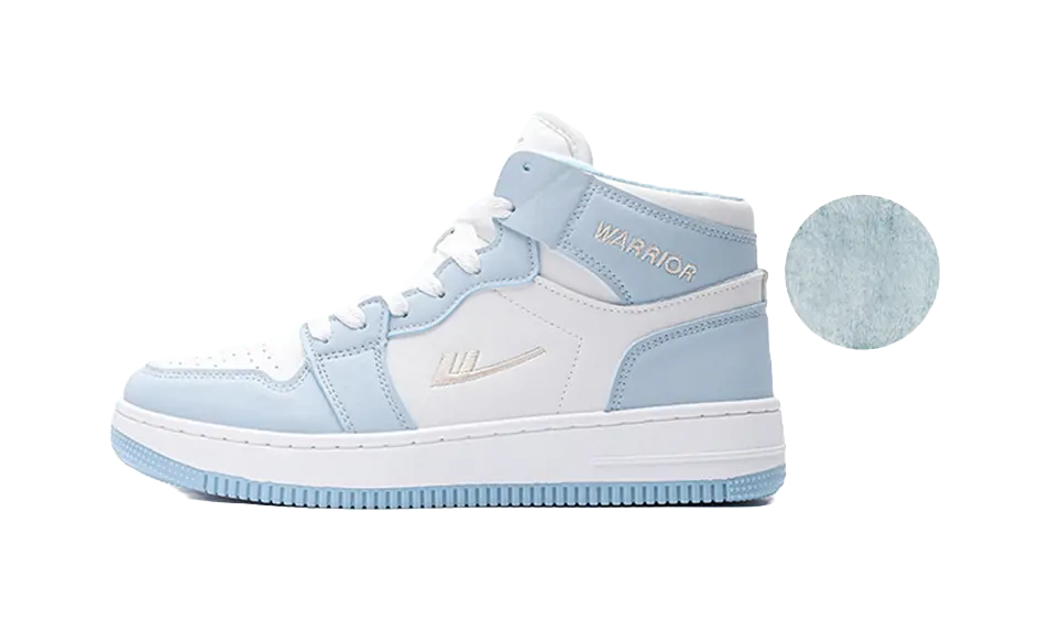 Warrior High-Top Skateboard Shoes Unisex White Blue 