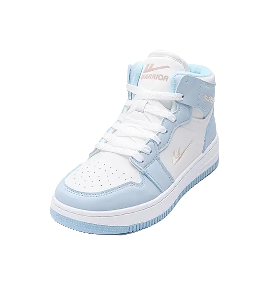 Warrior High-Top Skateboard Shoes Unisex White Blue 