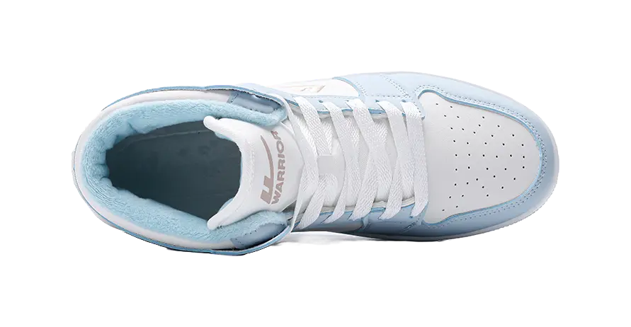 Warrior High-Top Skateboard Shoes Unisex White Blue 