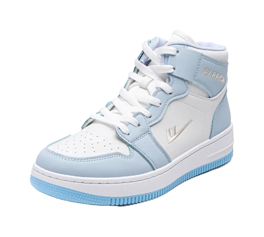 Warrior High-Top Skateboard Shoes Unisex White Blue 