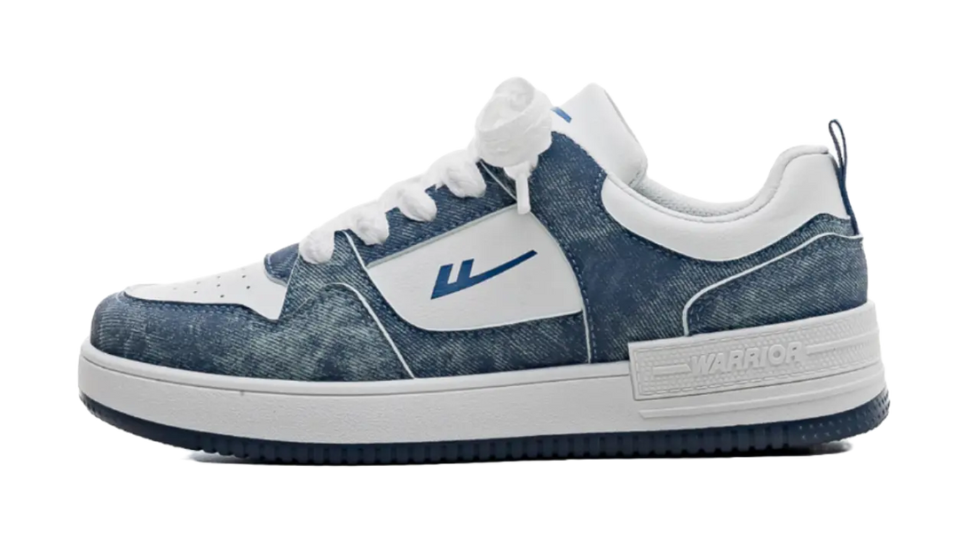 Warrior Lightweight And Breathable Low top Skateboard Shoes Unisex Denim Blue White 
