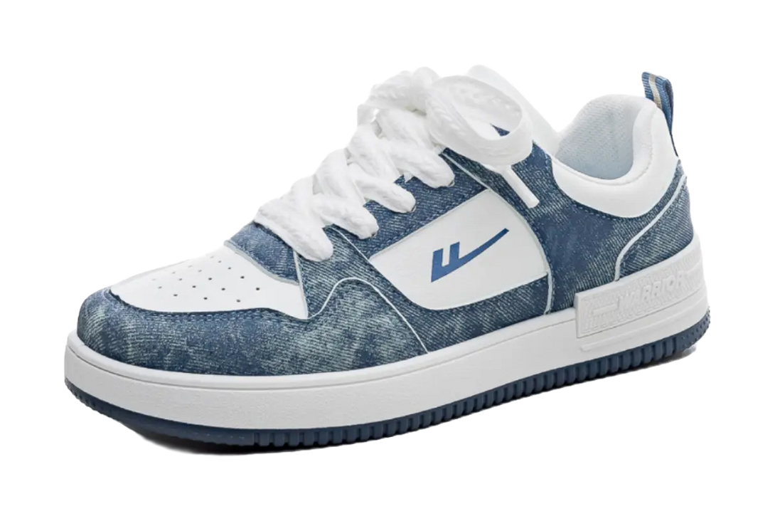 Warrior Lightweight And Breathable Low top Skateboard Shoes Unisex Denim Blue White 