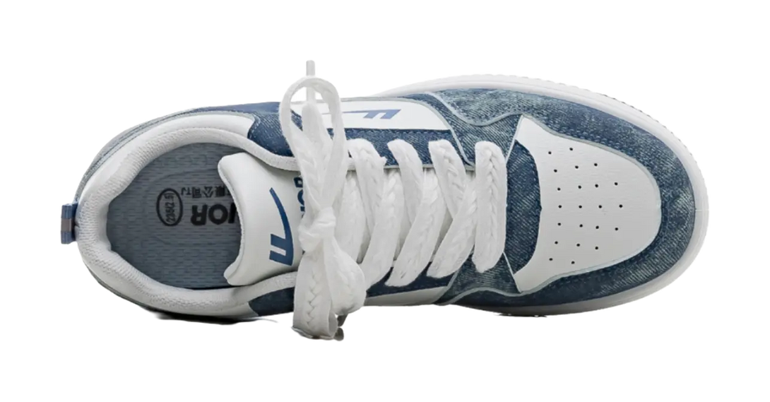 Warrior Lightweight And Breathable Low top Skateboard Shoes Unisex Denim Blue White 