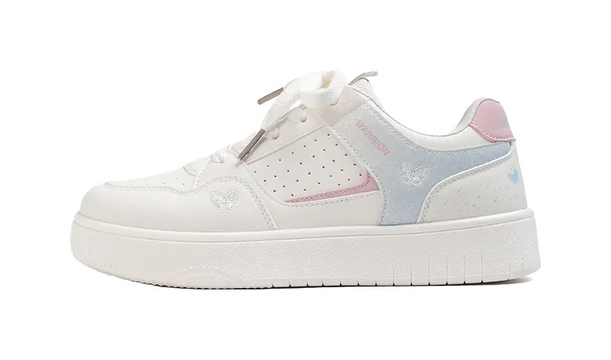 Warrior Lightweight And Breathable Low top Skateboard Shoes Women's Beige Blue 