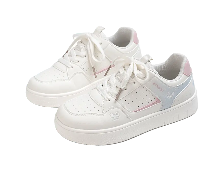 Warrior Lightweight And Breathable Low top Skateboard Shoes Women's Beige Blue 