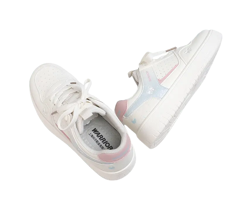 Warrior Lightweight And Breathable Low top Skateboard Shoes Women's Beige Blue 