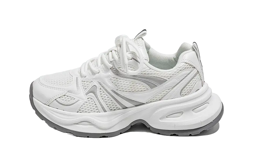 Warrior Low top Chunky Sneakers Unisex Silver Couple Shoes  VJSNEAKER