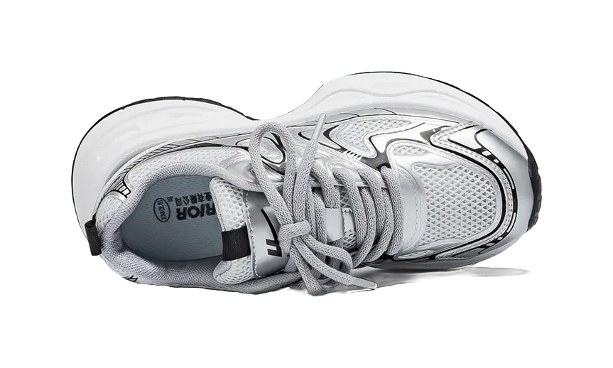 Warrior Low top Chunky Sneakers Unisex Silver Couple Shoes  VJSNEAKER