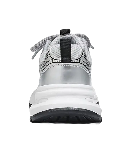 Warrior Low top Chunky Sneakers Unisex Silver Couple Shoes  VJSNEAKER