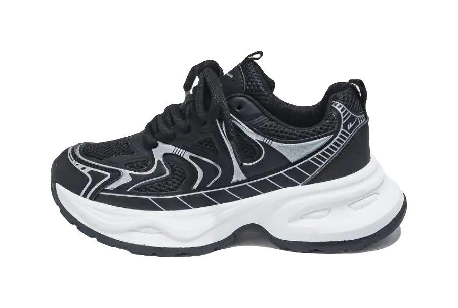 Warrior Low top Chunky Sneakers Unisex Silver Couple Shoes  VJSNEAKER