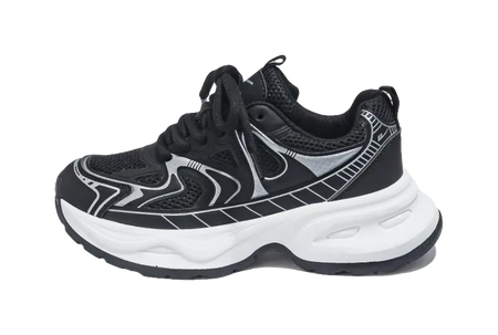 Warrior Low top Chunky Sneakers Unisex Silver Couple Shoes  VJSNEAKER