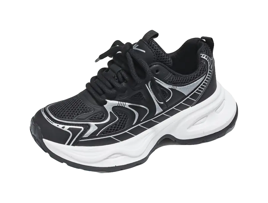 Warrior Low top Chunky Sneakers Unisex Silver Couple Shoes  VJSNEAKER