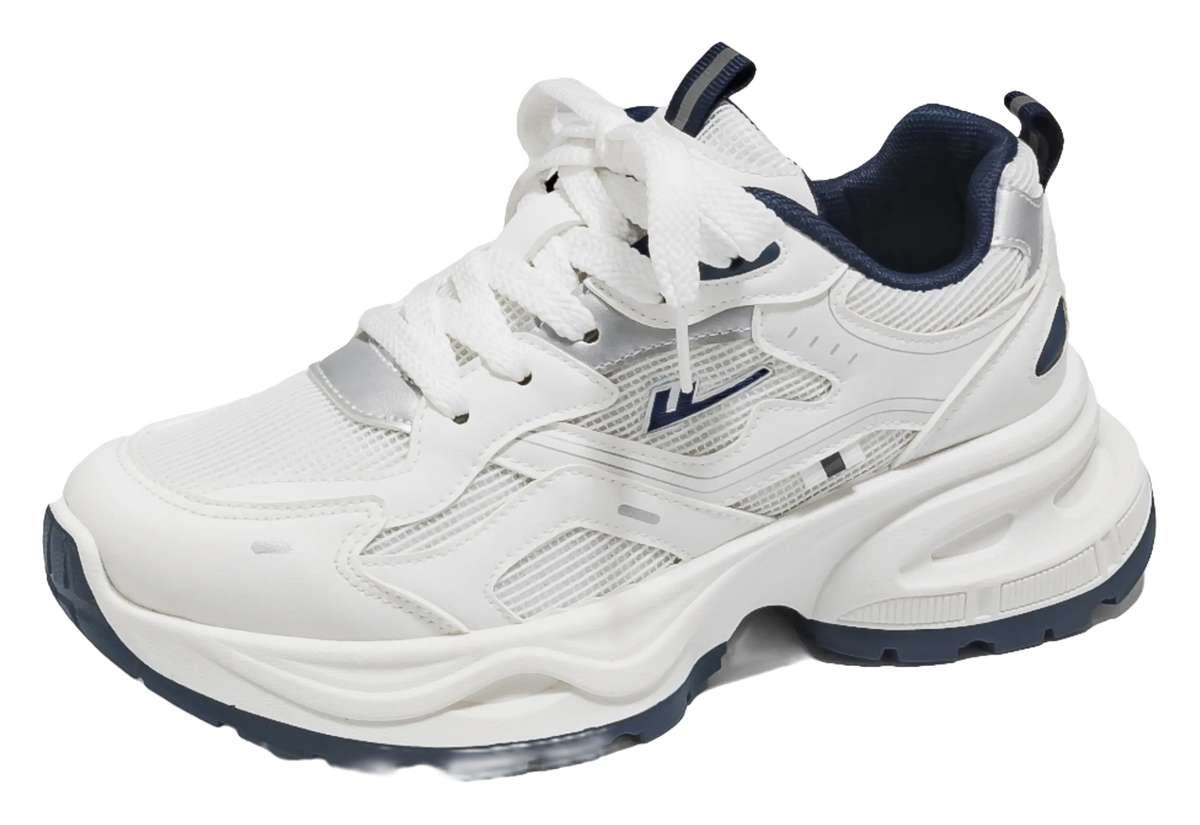 Warrior Low top Chunky Sneakers Unisex White Blue  VJSNEAKER