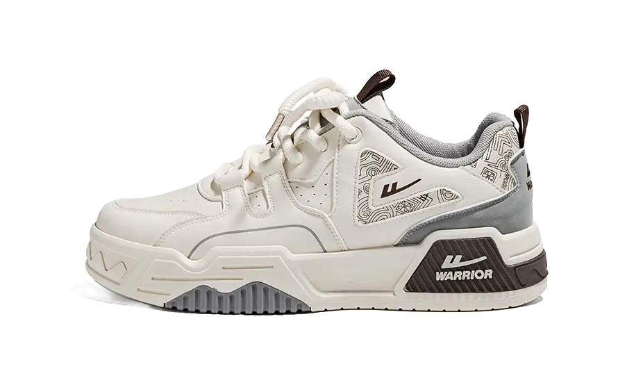 Warrior Low top Skateboard Shoes Men's Beige Gray 