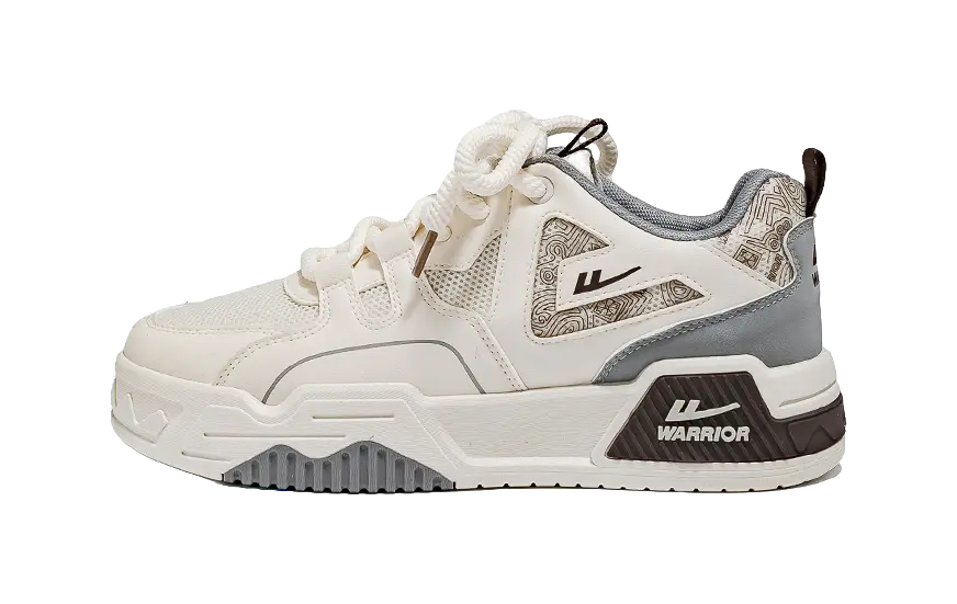 Warrior Low top Skateboard Shoes Men's Beige Gray 