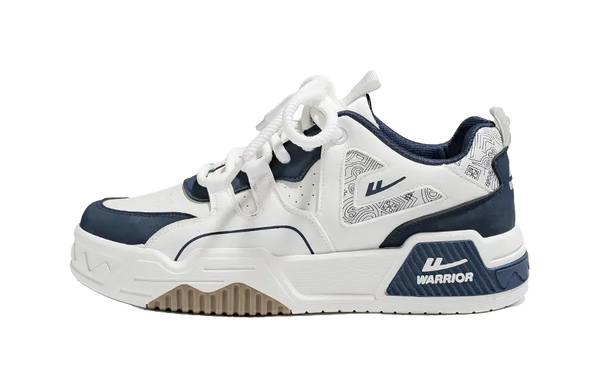 Warrior Low top Skateboard Shoes Men's White Dark Blue 