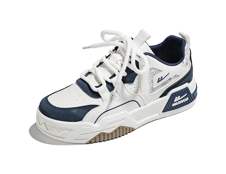 Warrior Low top Skateboard Shoes Men's White Dark Blue 