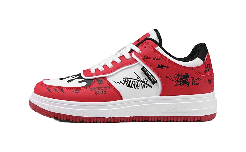 Warrior Low top Skateboard Shoes Unisex Black Beige 