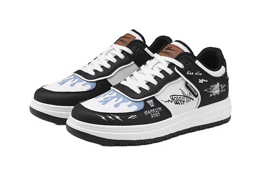 Warrior Low top Skateboard Shoes Unisex Black Beige 