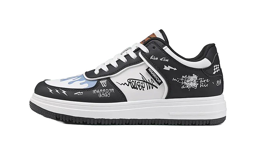 Warrior Low top Skateboard Shoes Unisex Black Beige 