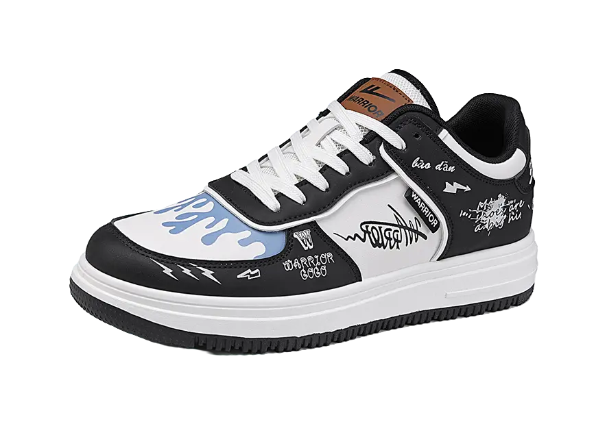 Warrior Low top Skateboard Shoes Unisex Black Beige 