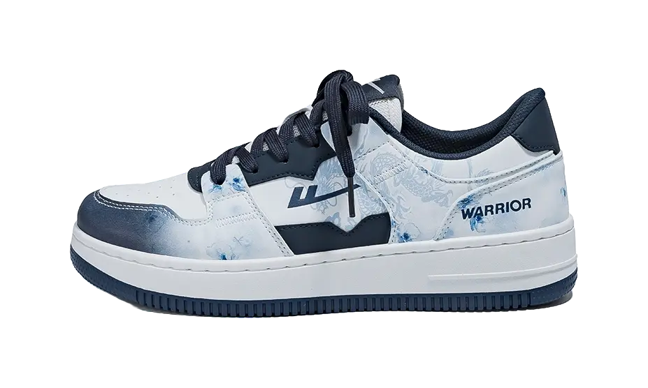 Warrior Low top Skateboard Shoes Unisex White Black 