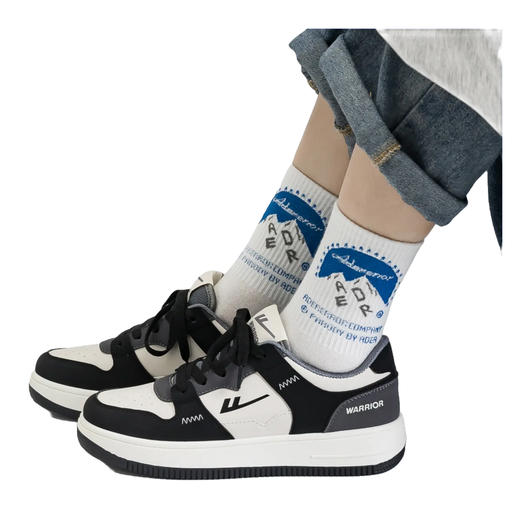 Warrior Low top Skateboard Shoes Unisex White Black 