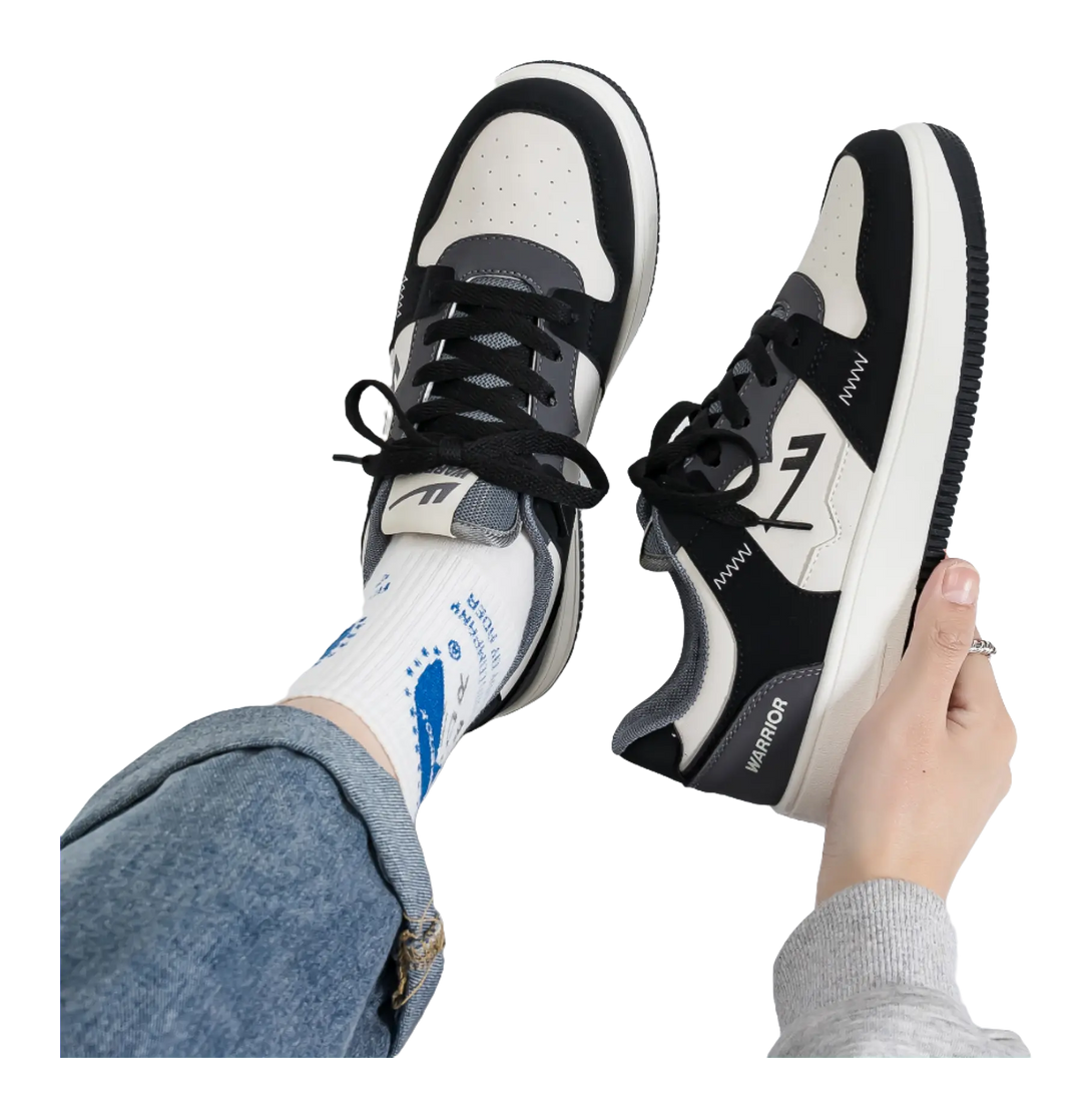 Warrior Low top Skateboard Shoes Unisex White Black 