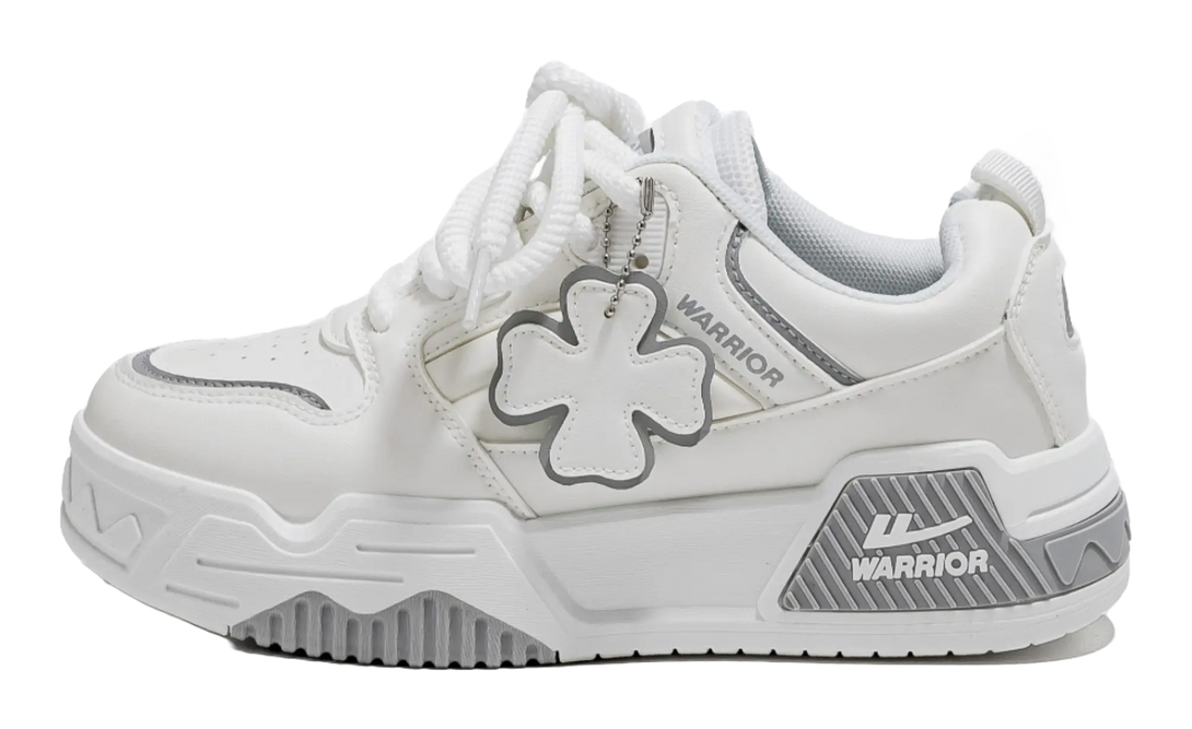 Warrior Low top Skateboard Shoes Unisex White Gray Red 