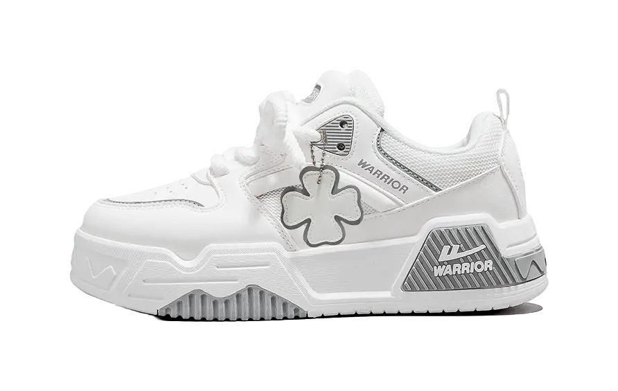 Warrior Low top Skateboard Shoes Unisex White Gray Red 