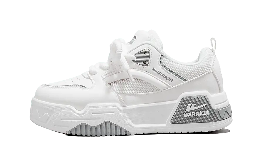 Warrior Low top Skateboard Shoes Unisex White Gray Red 