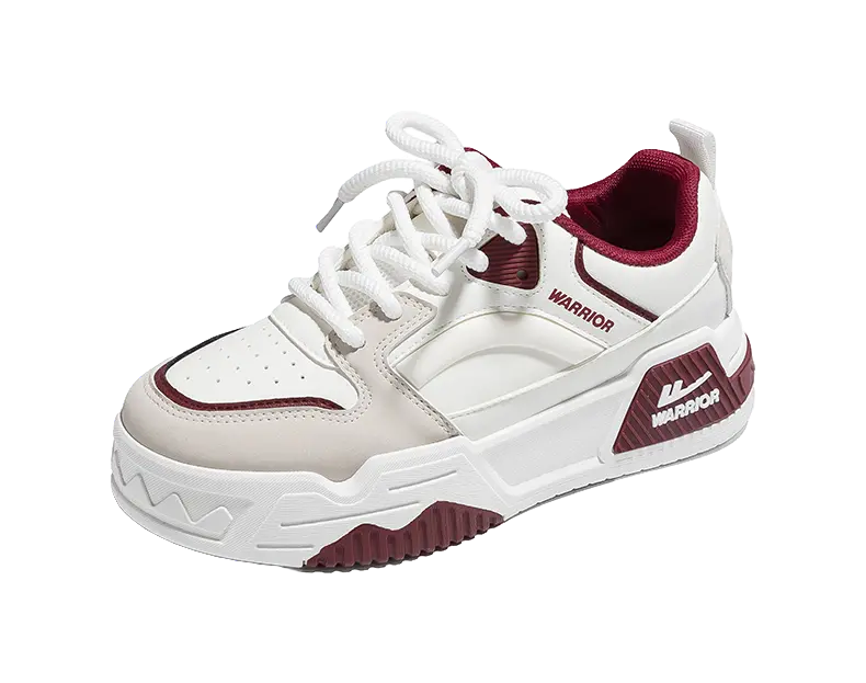 Warrior Low top Skateboard Shoes Unisex White Gray Red 