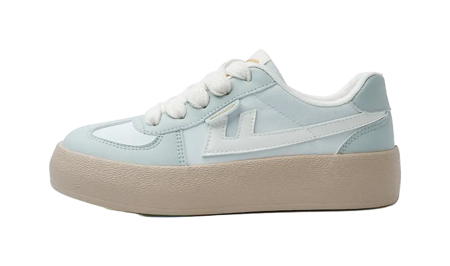 Warrior Non slip Lightweight Low top Skateboard Shoes Women's Blue Beige 