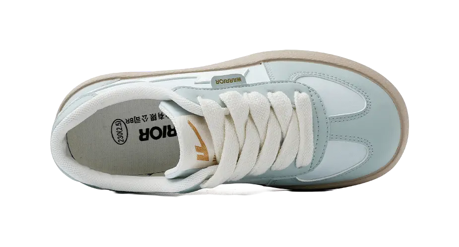 Warrior Non slip Lightweight Low top Skateboard Shoes Women's Blue Beige 