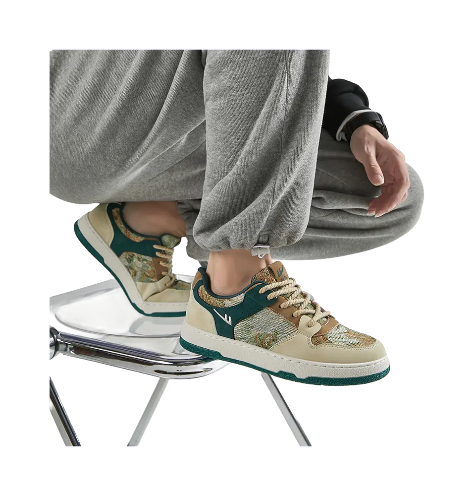 Warrior Secret Forest Slip Resistant, Abrasion Resistant, Breathable Low top Skateboard Shoes Men's Beige Green 