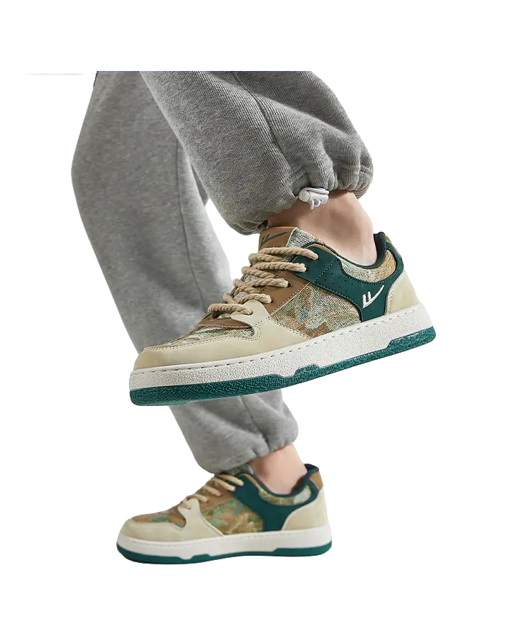 Warrior Secret Forest Slip Resistant, Abrasion Resistant, Breathable Low top Skateboard Shoes Men's Beige Green 