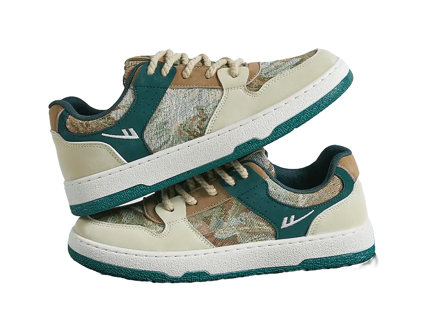 Warrior Secret Forest Slip Resistant, Abrasion Resistant, Breathable Low top Skateboard Shoes Men's Beige Green 