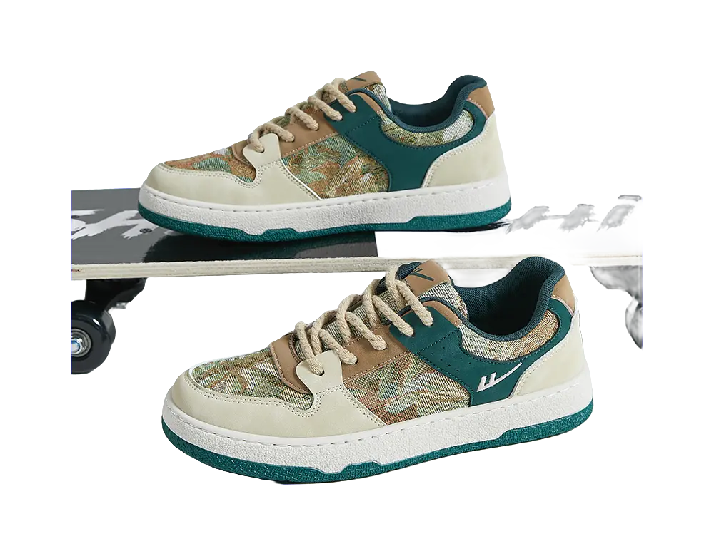 Warrior Secret Forest Slip Resistant, Abrasion Resistant, Breathable Low top Skateboard Shoes Men's Beige Green 