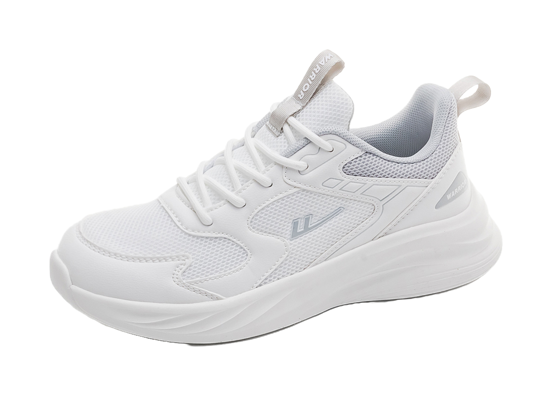 Warrior Shock Absorbing, Non Slip, Wear Resistant, Breathable And Lightweight Low top Casual Shoes Unisex White Gray 