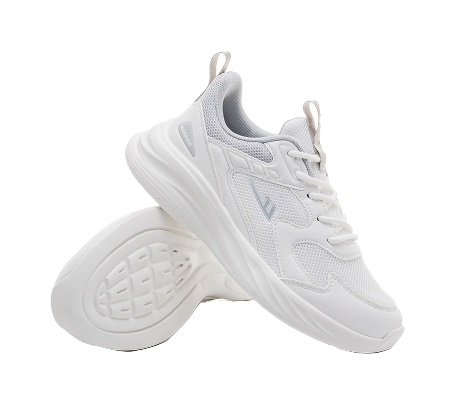 Warrior Shock Absorbing, Non Slip, Wear Resistant, Breathable And Lightweight Low top Casual Shoes Unisex White Gray 