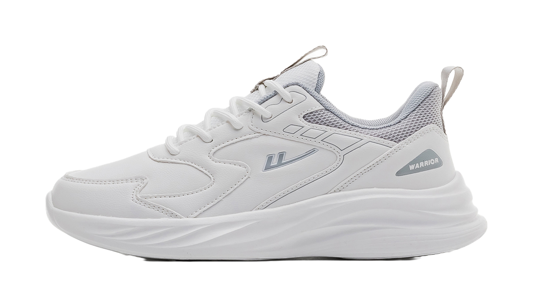 Warrior Shock Absorbing, Non Slip, Wear Resistant, Breathable And Lightweight Low top Casual Shoes Unisex White Gray 