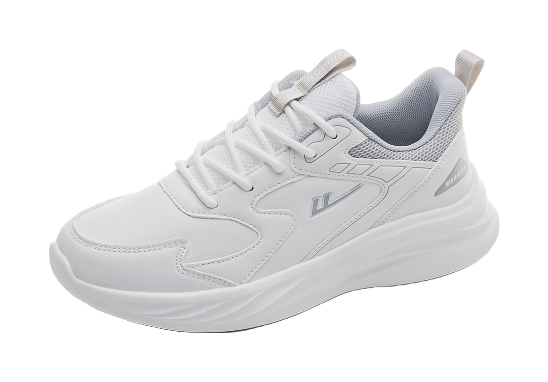 Warrior Shock Absorbing, Non Slip, Wear Resistant, Breathable And Lightweight Low top Casual Shoes Unisex White Gray 