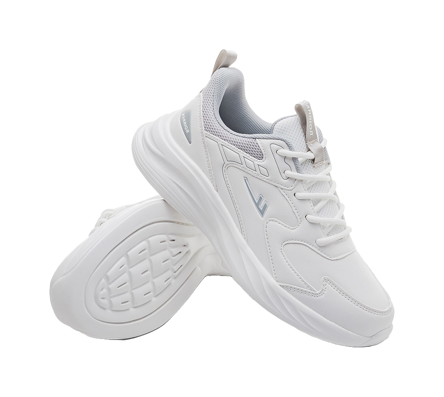 Warrior Shock Absorbing, Non Slip, Wear Resistant, Breathable And Lightweight Low top Casual Shoes Unisex White Gray 