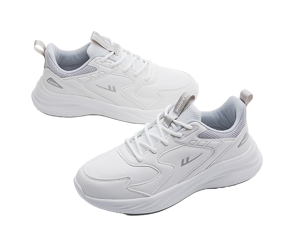 Warrior Shock Absorbing, Non Slip, Wear Resistant, Breathable And Lightweight Low top Casual Shoes Unisex White Gray 