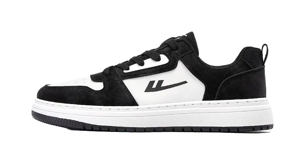 Warrior Slip Resistant Abrasion Resistant Low top Skateboard Shoes Men's Black White 