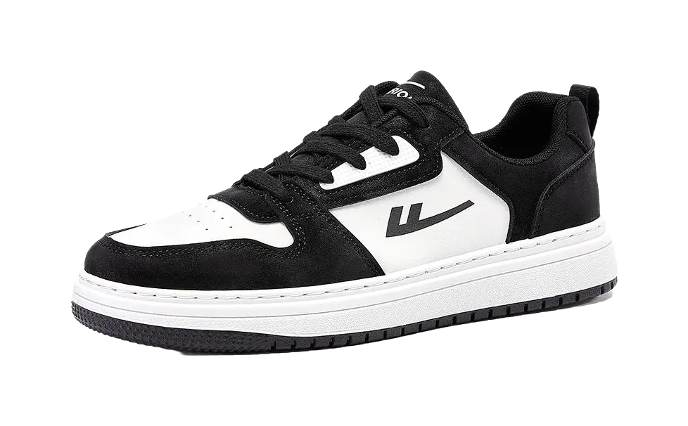 Warrior Slip Resistant Abrasion Resistant Low top Skateboard Shoes Men's Black White 