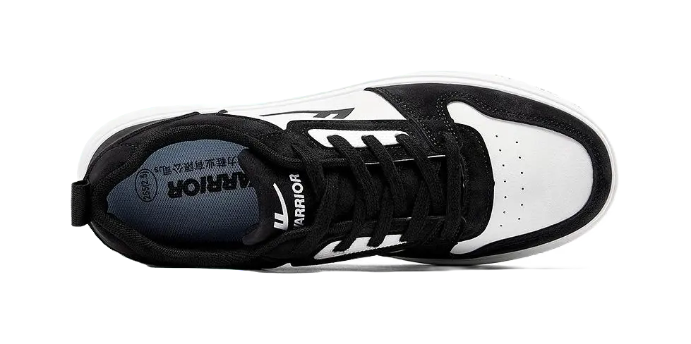 Warrior Slip Resistant Abrasion Resistant Low top Skateboard Shoes Men's Black White 