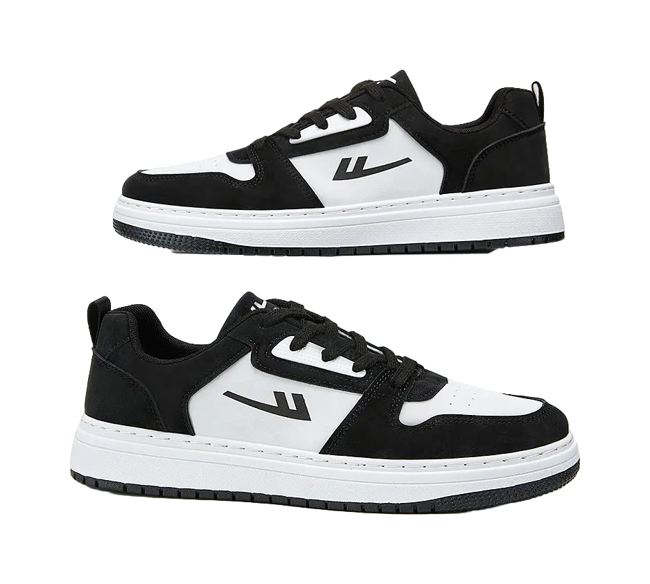 Warrior Slip Resistant Abrasion Resistant Low top Skateboard Shoes Men's Black White 